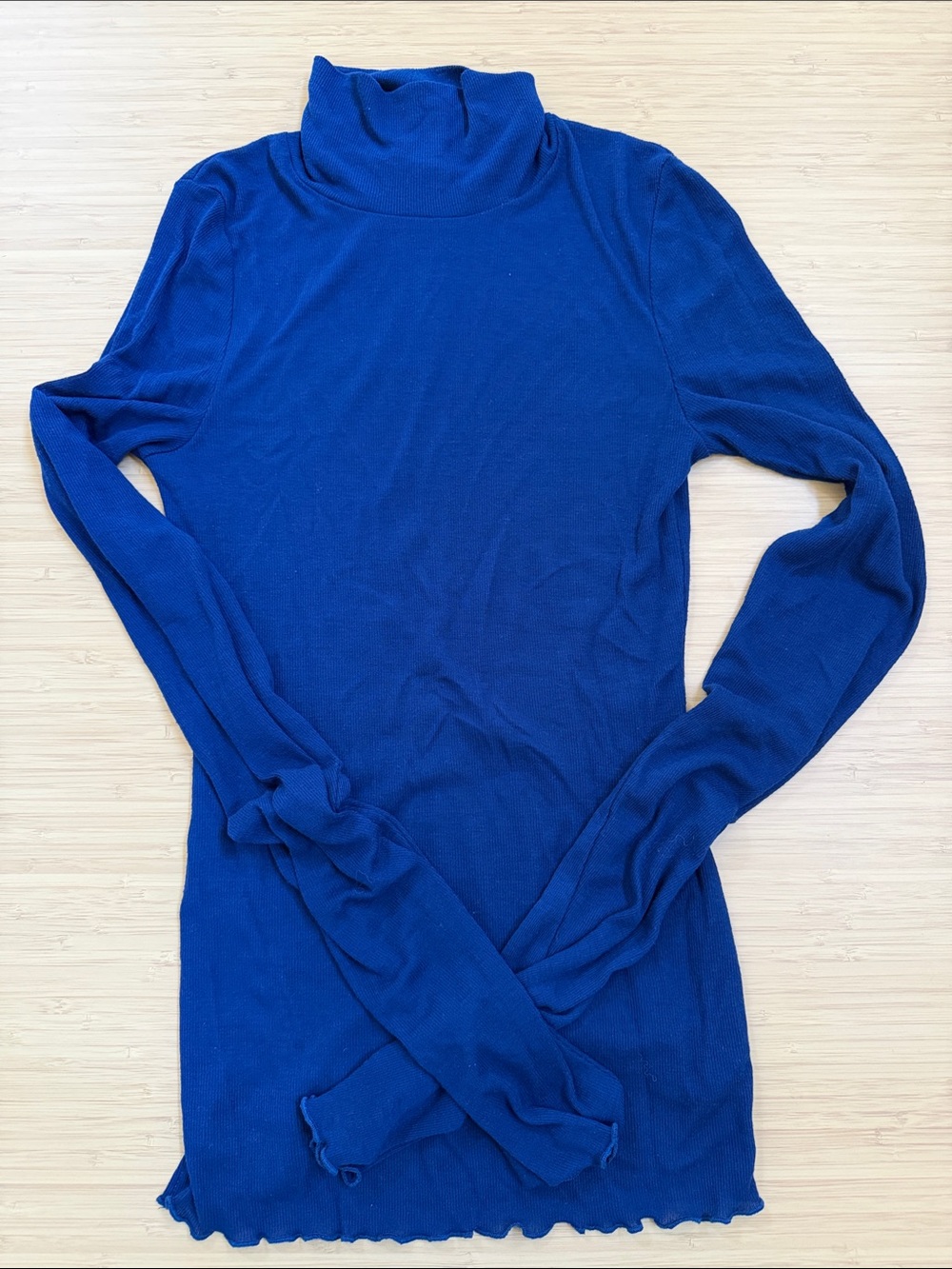 Free People Cobalt Blue Turtleneck Long Sleeve Top